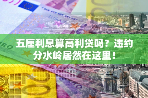 武汉五厘利息算高利贷吗？违约分水岭居然在这里！